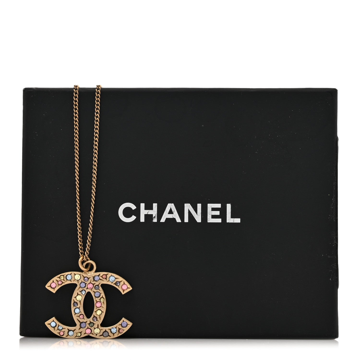 Chanel Crystal CC Necklace Light Gold Multicolor 5 of 5
