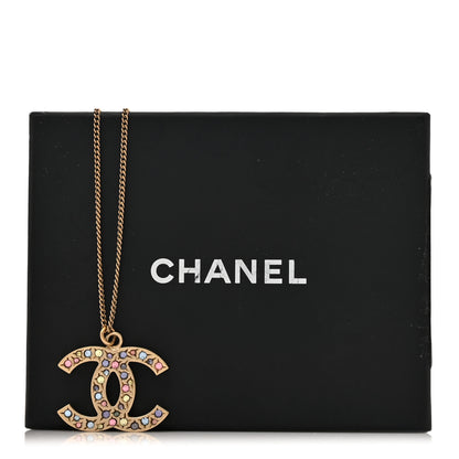 Chanel Crystal CC Necklace Light Gold Multicolor 5 of 5