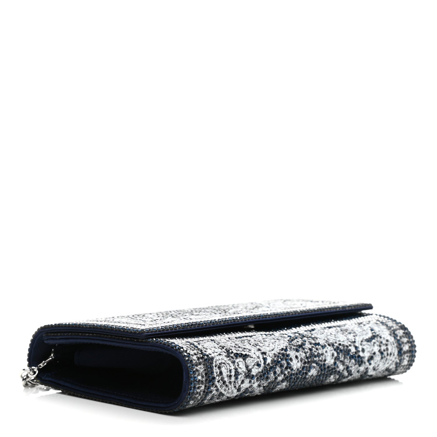 Judith Leiber Swarovski Crystal Bandana Clutch Blue White 4 of 7