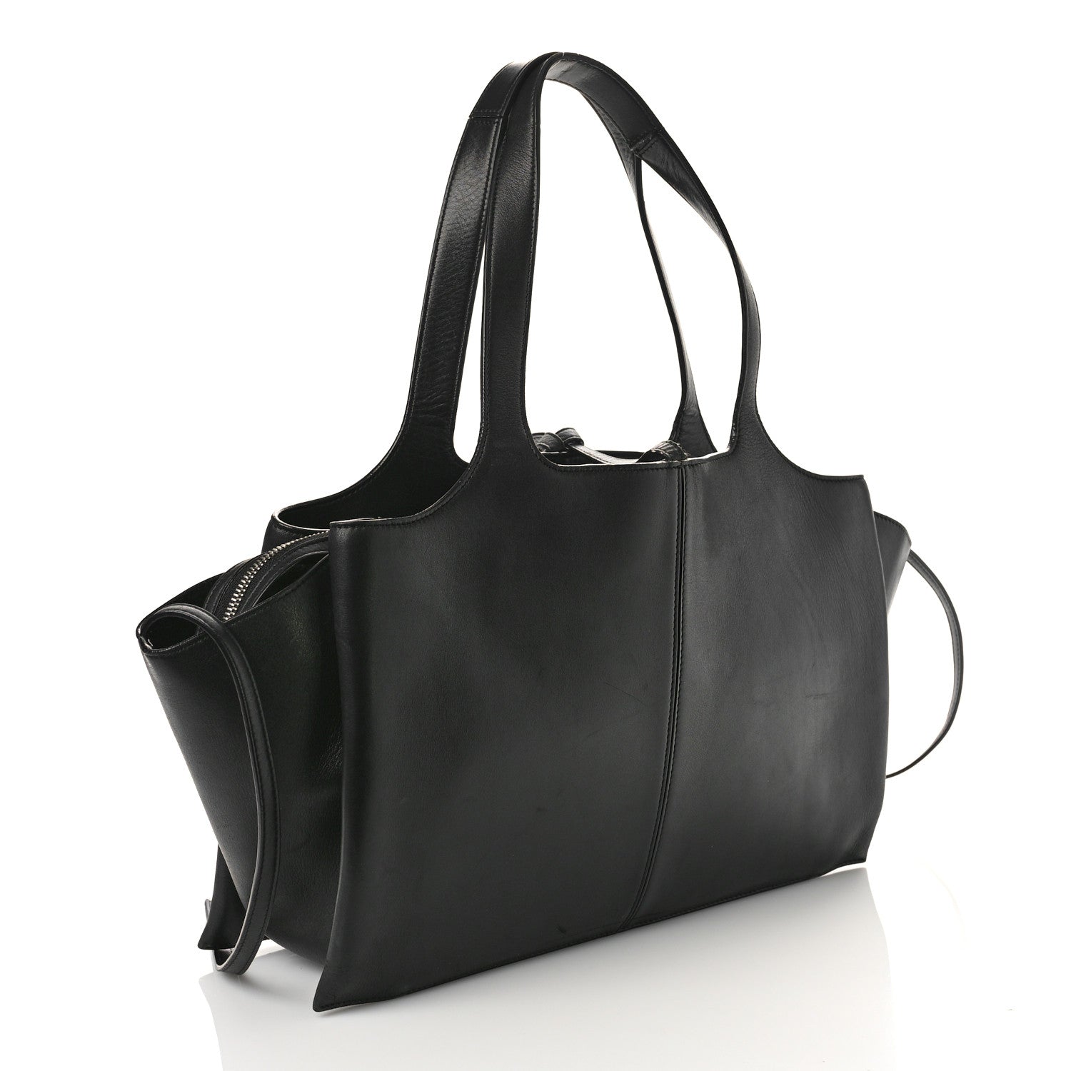 Celine Supple Natural Calfskin Medium Tri-Fold Bag Black 3 of 16
