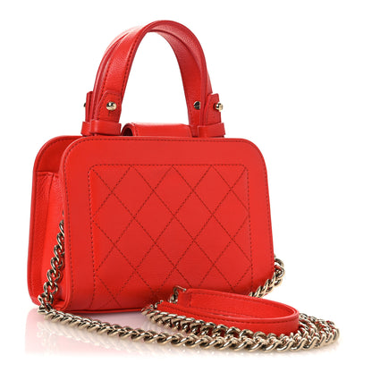 Chanel Grained Calfskin Stitched Mini Label Click Shopper Tote Red 3 of 11