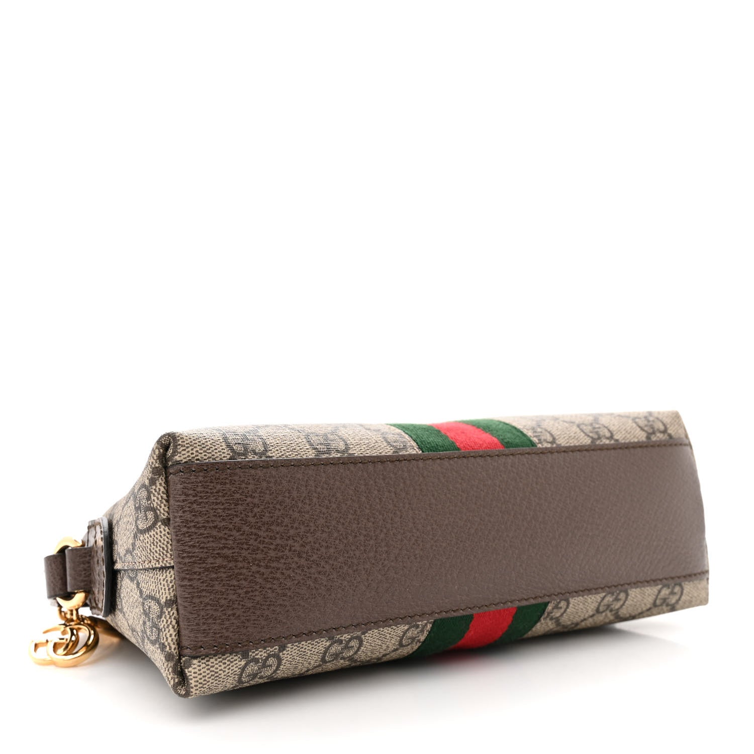 Gucci GG Supreme Monogram Textured Dollar Calfskin Web Small Ophidia Dome Shoulder Bag Beige Ebony New Acero 4 of 10