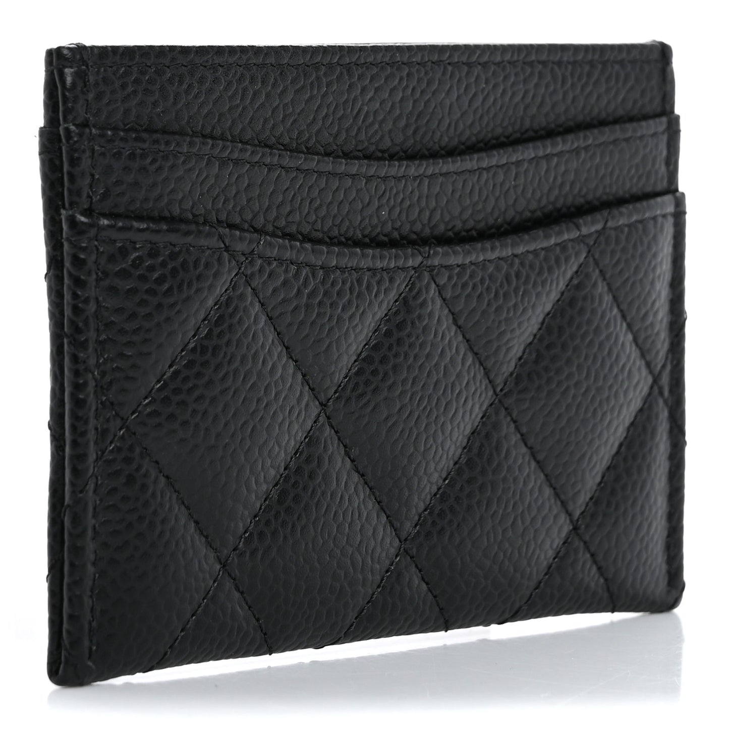 Caviar Quilted Card Holder Black