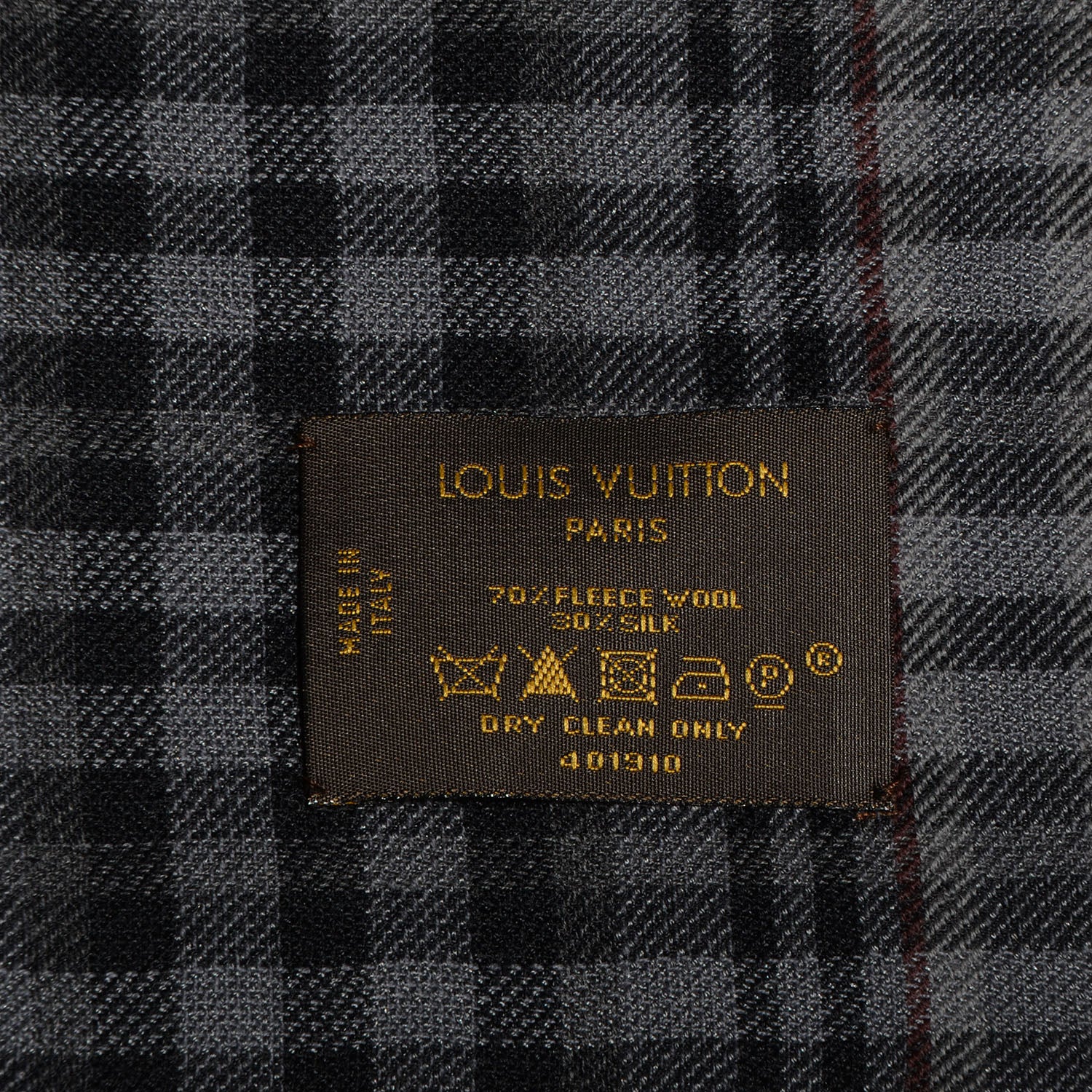 Louis Vuitton Mens Fleece Wool Silk Trunks Shawl Gris Rouge 3 of 4