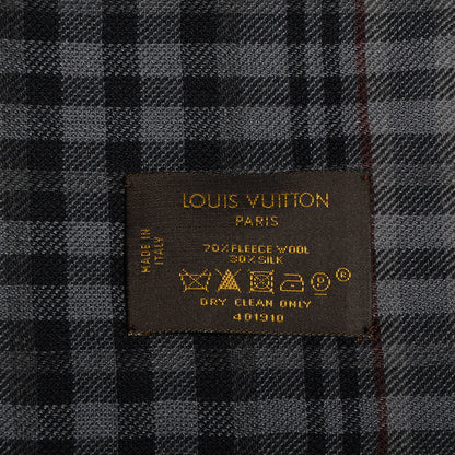 Louis Vuitton Mens Fleece Wool Silk Trunks Shawl Gris Rouge 3 of 4