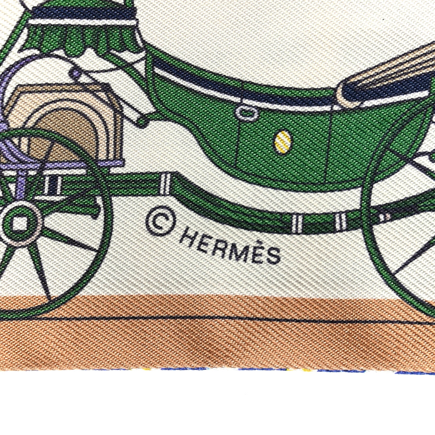Hermes Silk Les Voitures Nouvelle Twilly Bleu Beige Rouge 4 of 6