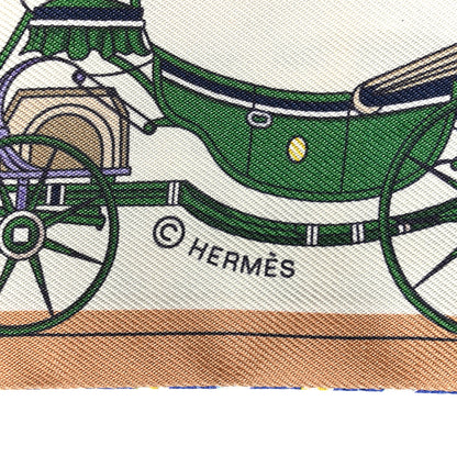 Hermes Silk Les Voitures Nouvelle Twilly Bleu Beige Rouge 4 of 6