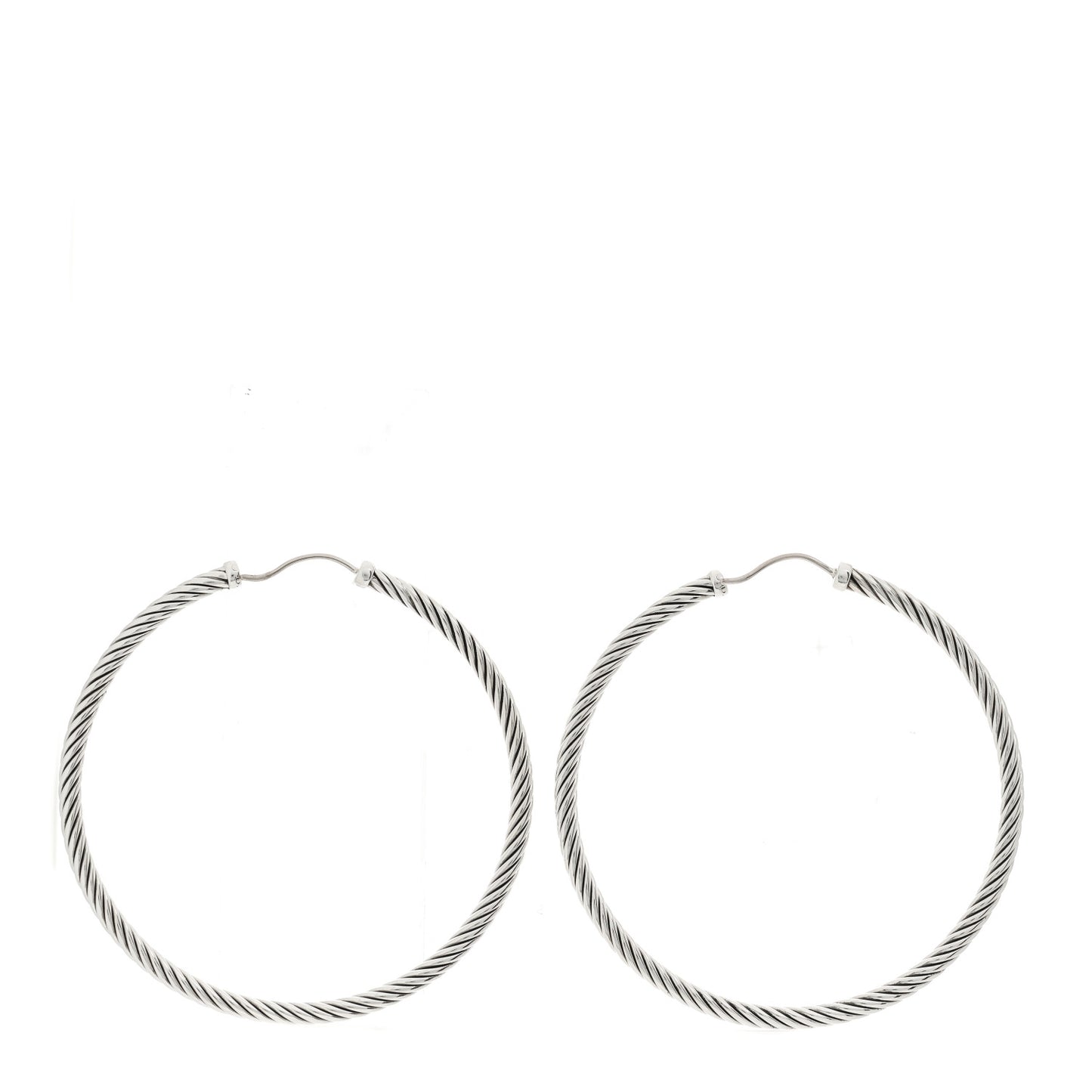 Sterling Silver Large Sculpted Cable Hoop Earrings