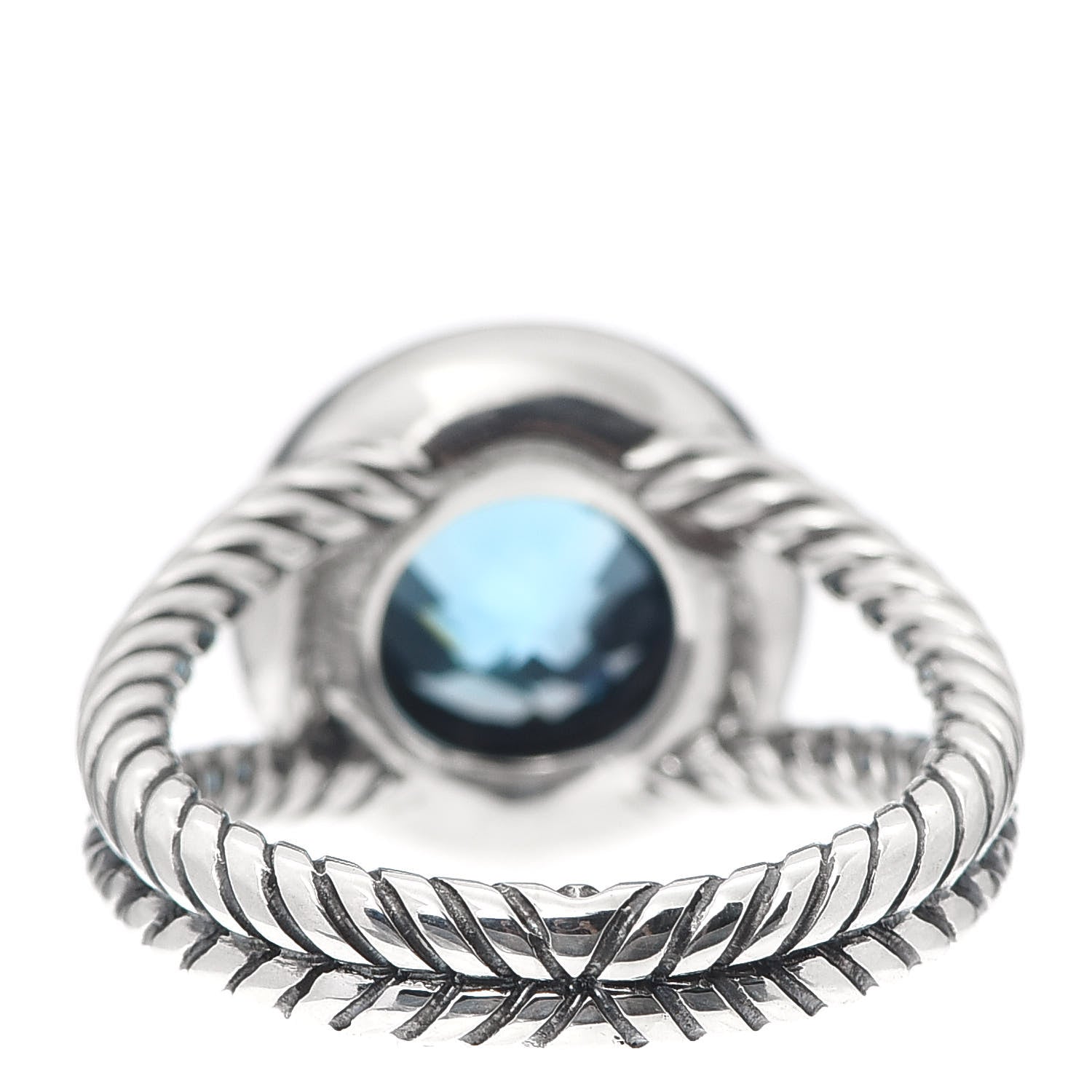 David Yurman Sterling Silver Blue Topaz Sapphire 8mm Petite Cerise Ring 54 7 3 of 4