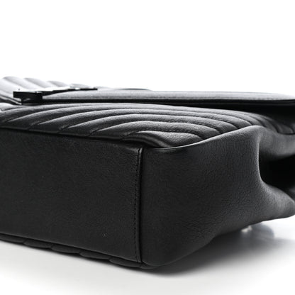 Saint Laurent Sheepskin Matelasse Chevron Monogram Monochrome Large College Satchel Black 9 of 9