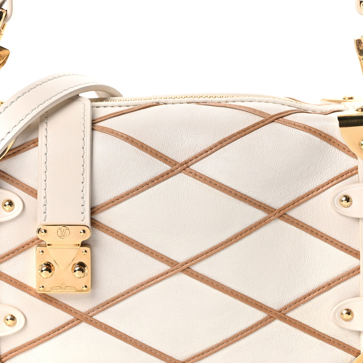 Lambskin Malletage Side Trunk PM Creme Noisette