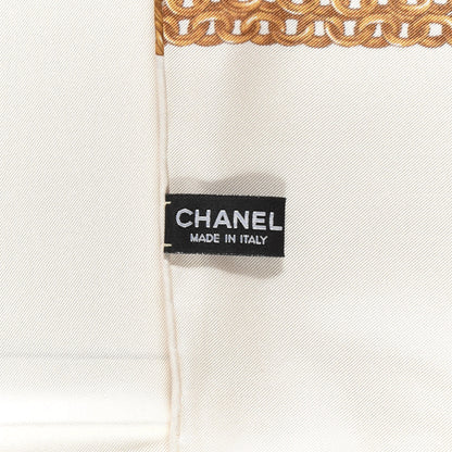Chanel Silk CC Chain Square Scarf White Gold 3 of 4