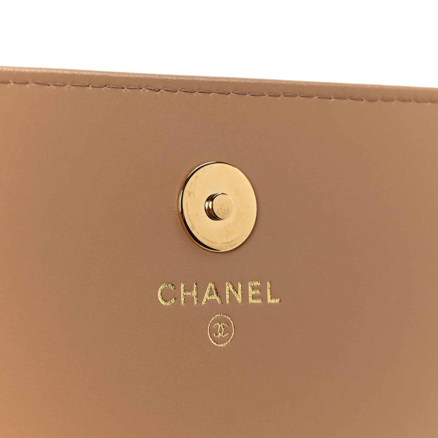 Caviar Quilted Pocket Twins Wallet On Chain WOC Beige