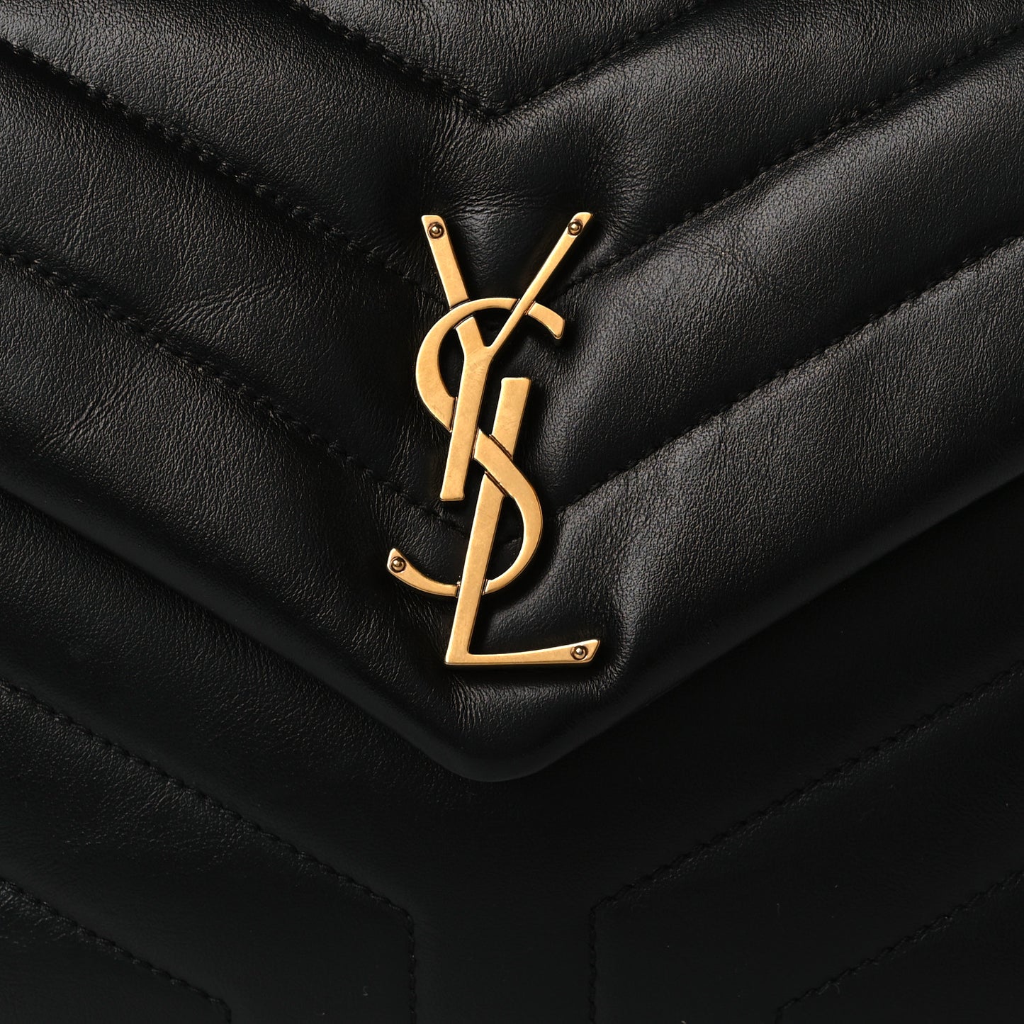 Calfskin Y Quilted Monogram Small Loulou Chain Satchel Black