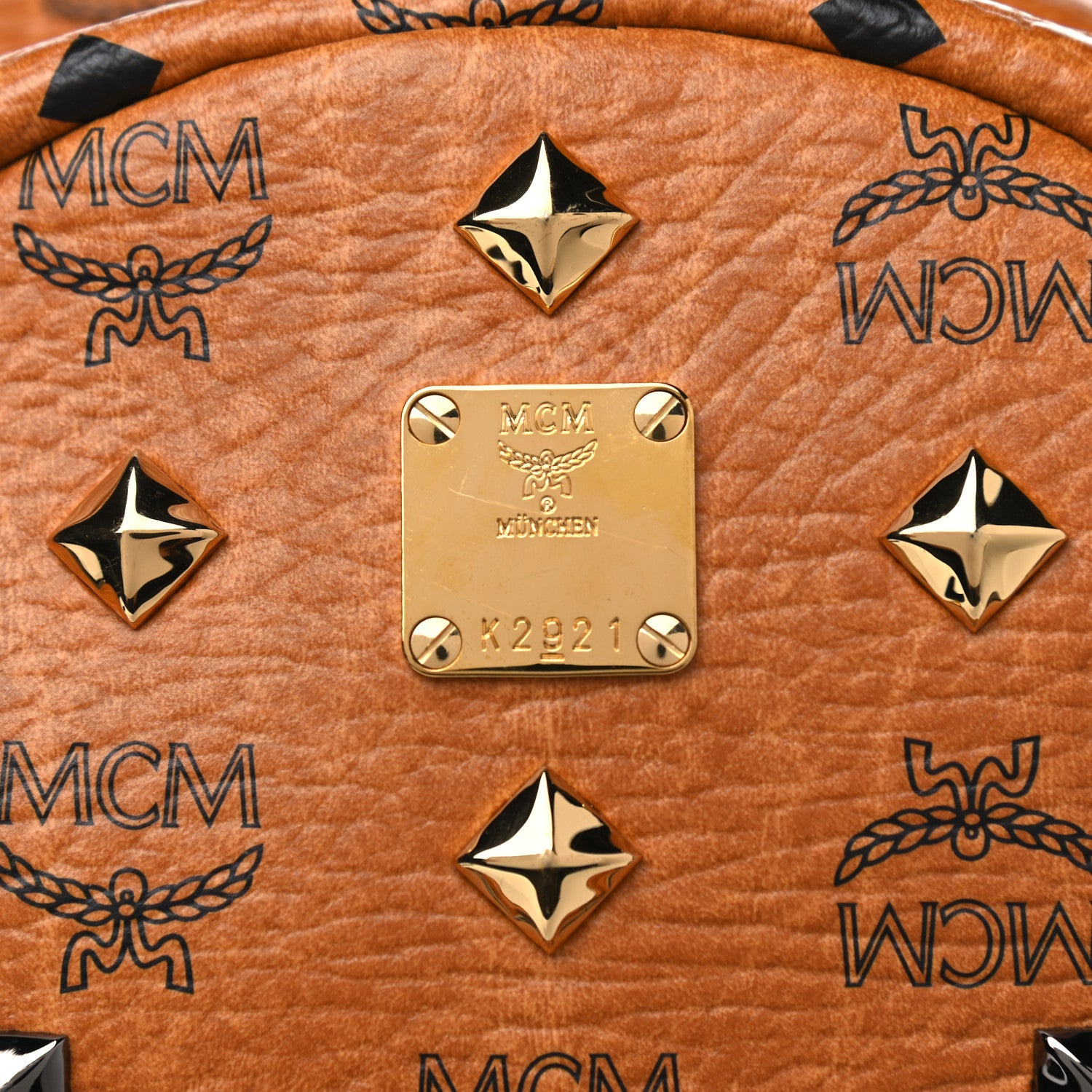 MCM Visetos Studded Small Stark M Backpack Cognac 9 of 10