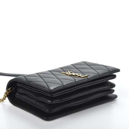 Saint Laurent Lambskin Diamond Quilted Monogram Angie Chain Bag Black 3 of 10