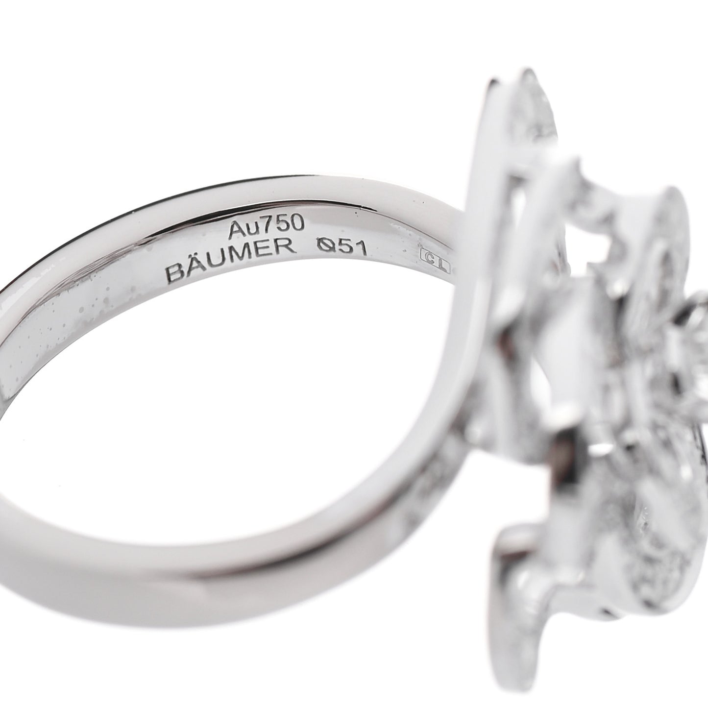 18K White Gold Diamond Fil de Camelia Ring 51 5.75