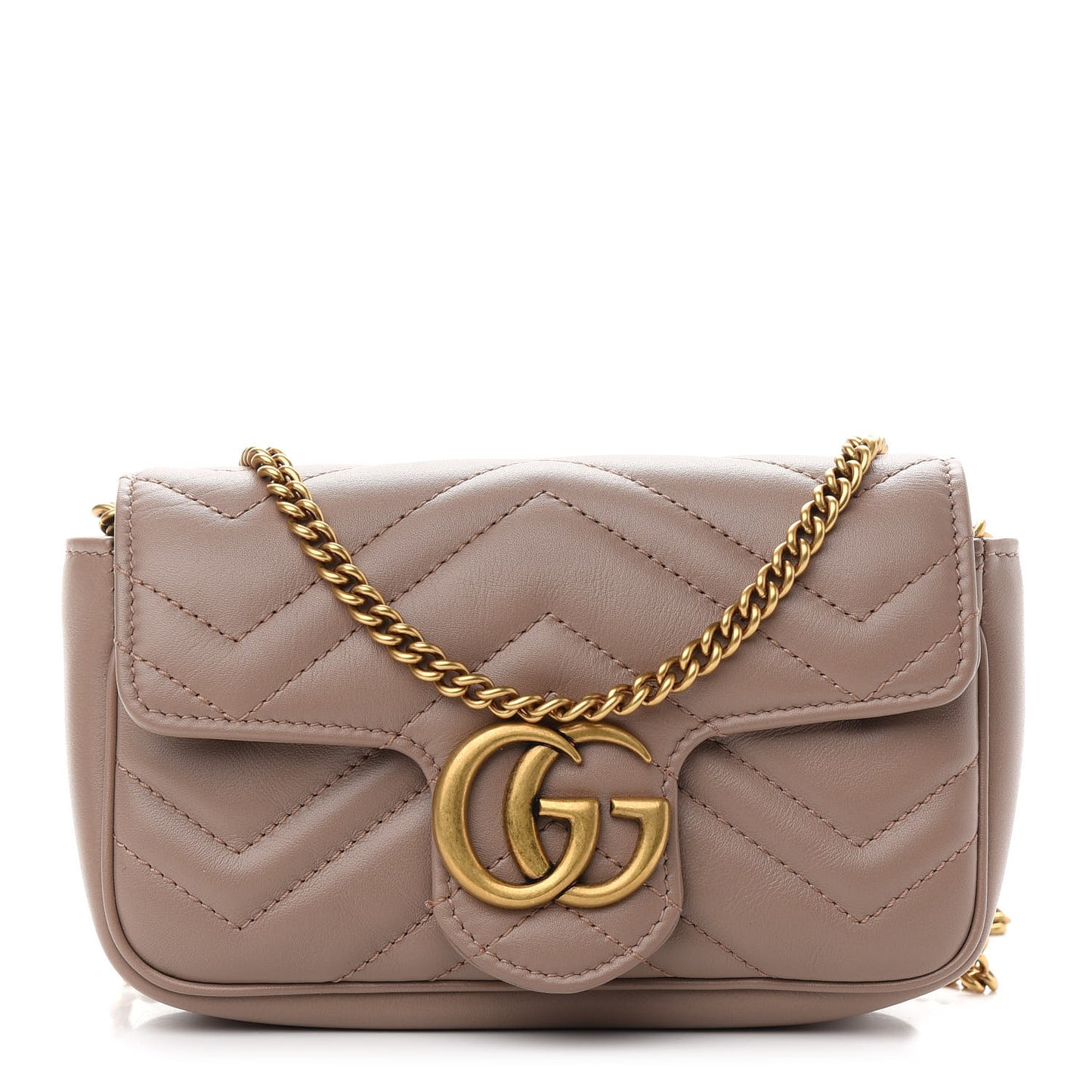 Calfskin Matelasse Super Mini GG Marmont Shoulder Bag Porcelain Rose