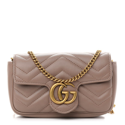 Gucci Calfskin Matelasse Super Mini GG Marmont Shoulder Bag Porcelain Rose 1 of 10