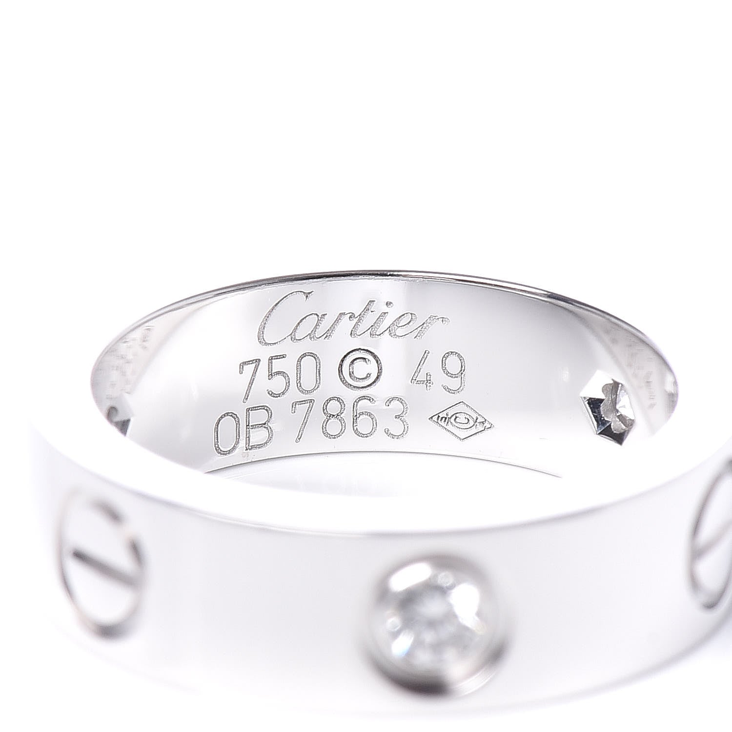 Cartier 18K White Gold 3 Diamond 5.5mm LOVE Ring 49 5 4 of 4