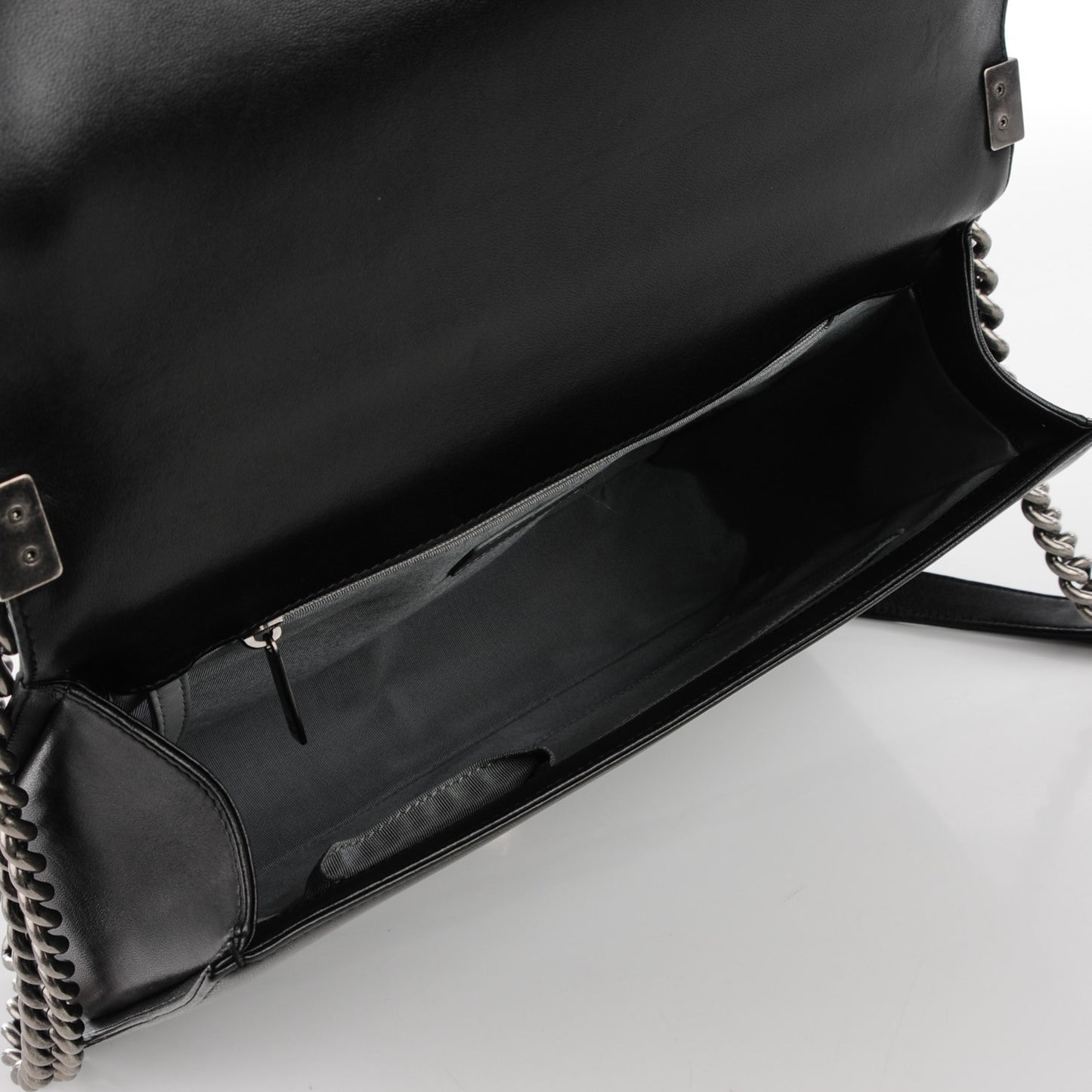 Lambskin Quilted Large Boy Flap Black