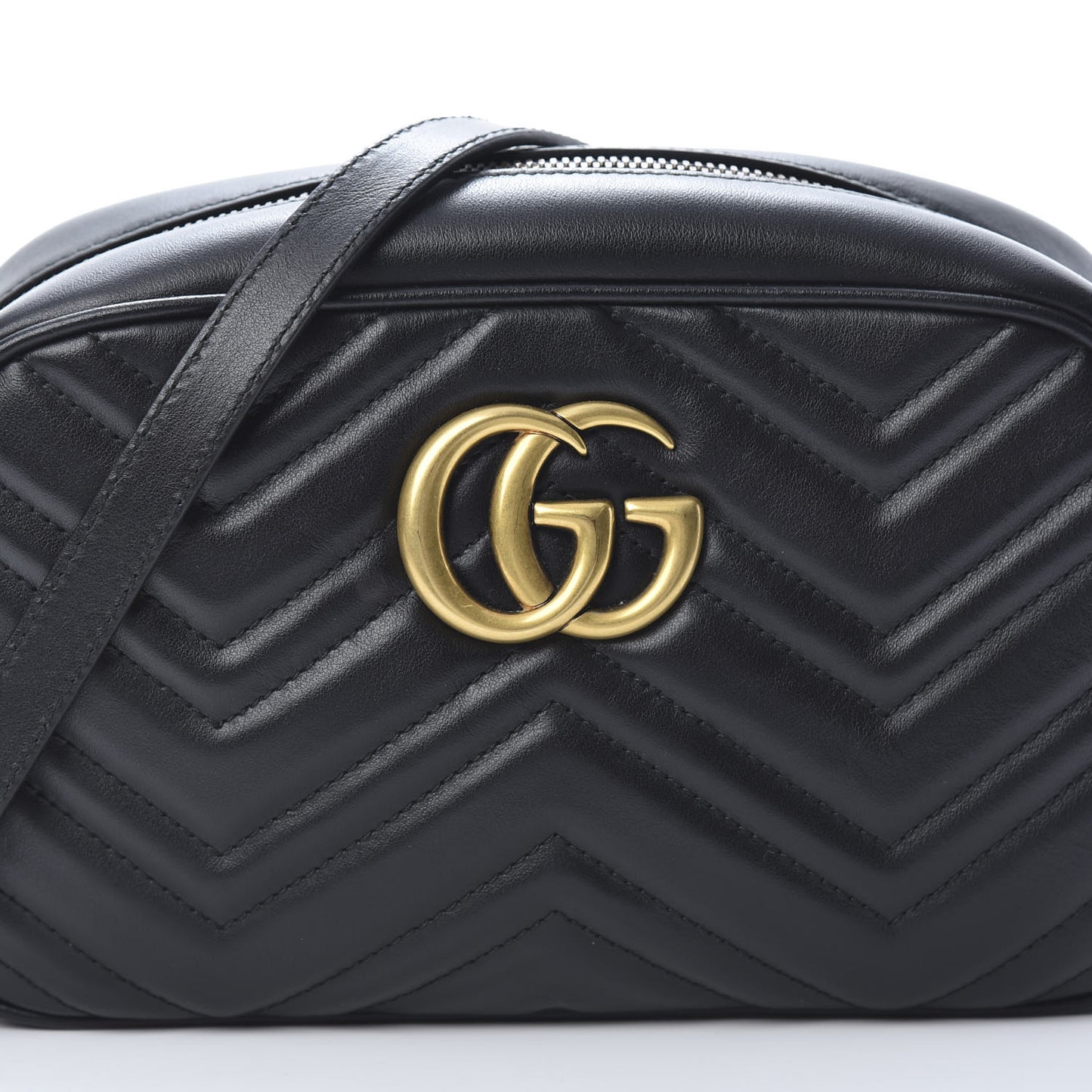 Calfskin Matelasse Small GG Marmont Chain Shoulder Bag Black