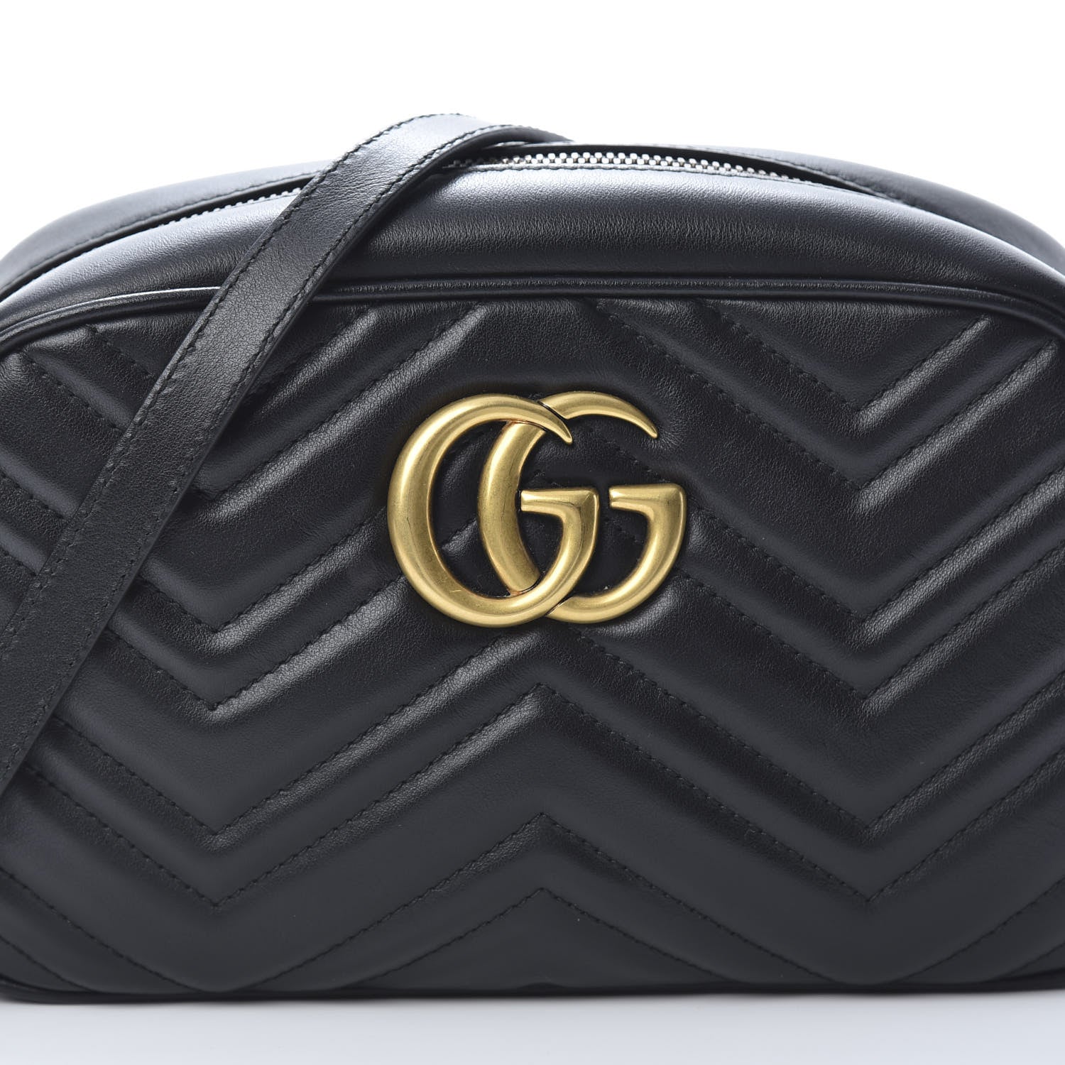 Gucci Calfskin Matelasse Small GG Marmont Chain Shoulder Bag Black 8 of 10