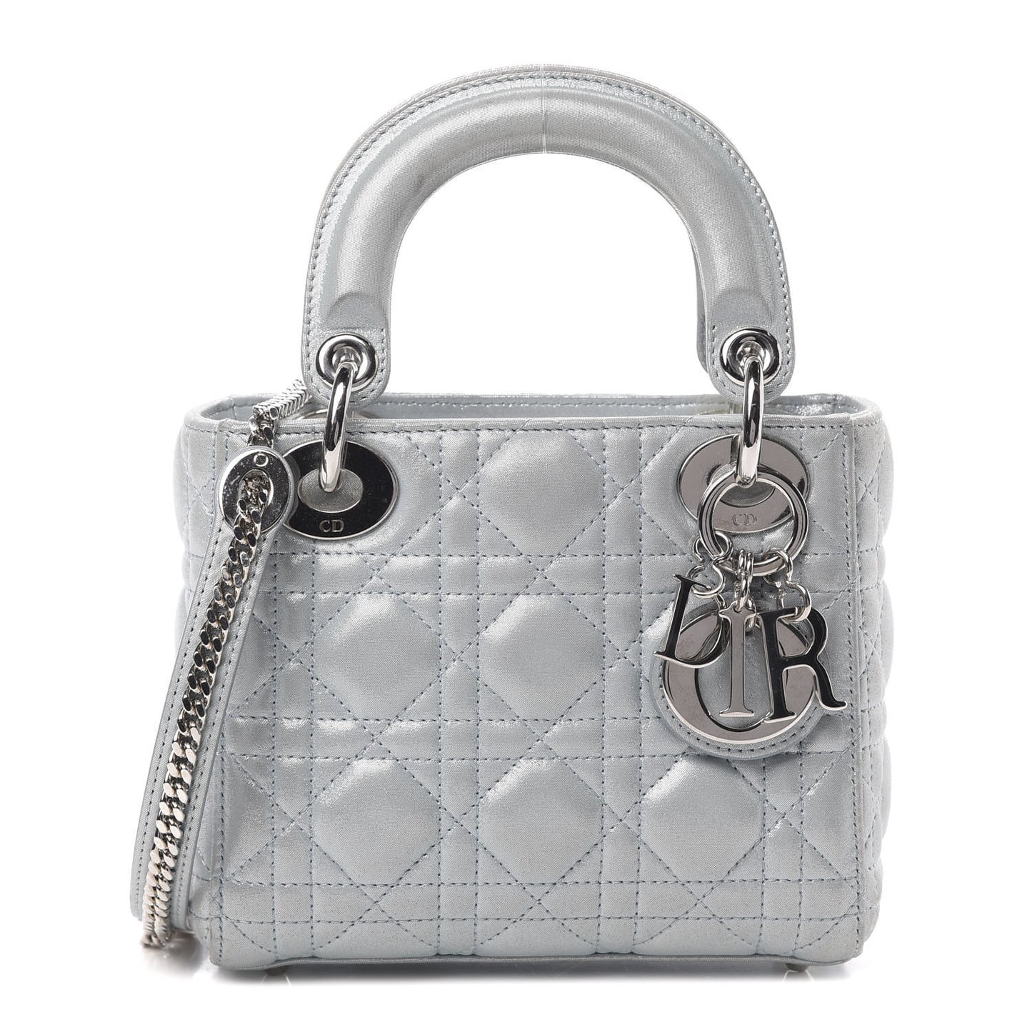 Metallic Nubuck Cannage Mini Lady Dior Light Blue