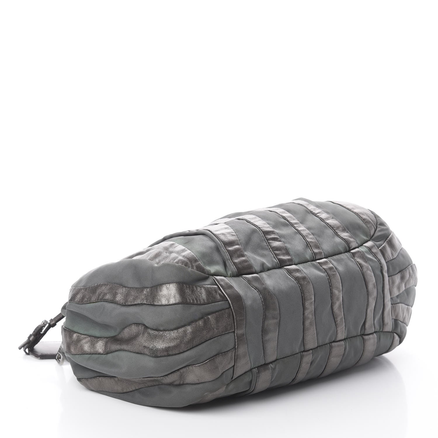 Prada Metallic Nappa Tessuto Nylon Mordore Stripes Shoulder Bag Grey 3 of 12
