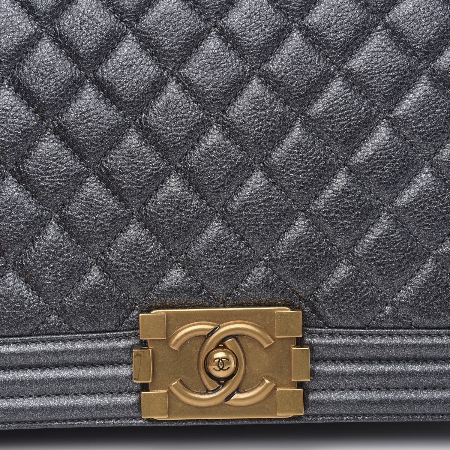 Chanel Metallic Calfskin Quilted New Medium Boy Flap Dark Grey 8 of 10