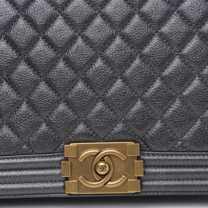 Chanel Metallic Calfskin Quilted New Medium Boy Flap Dark Grey 8 of 10