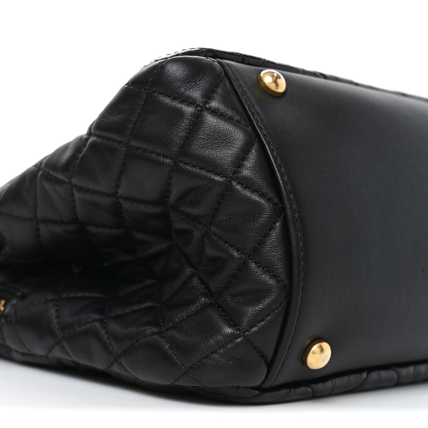 Glazed Crinkled Lambskin Small Reissue Zip Shopping Tote Black