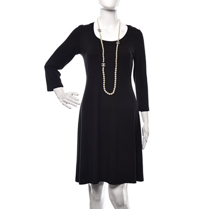 Chanel Pearl Crystal Long CC Necklace Gold Black 2 of 7