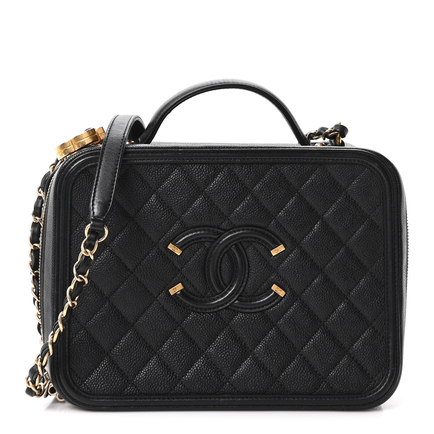 Chanel Caviar Quilted Large CC Filigree Vanity Case Black 1 of 10
