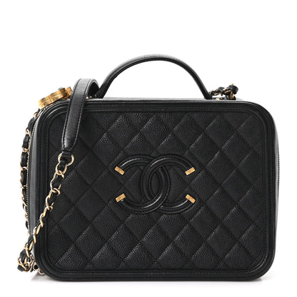 Chanel Caviar Quilted Large CC Filigree Vanity Case Black 1 of 10
