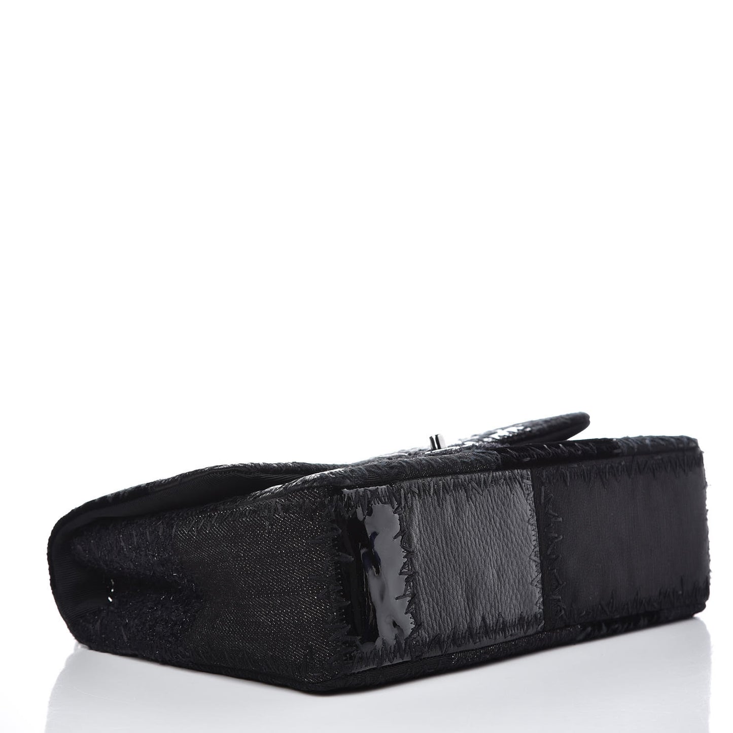 Tweed Patchwork Jumbo Single Flap Black