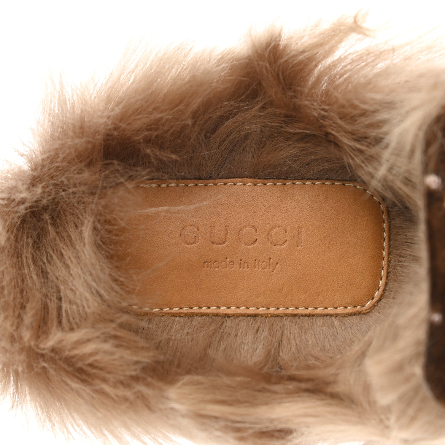 Gucci Velvet GG Monogram Fur Womens Princetown Slippers 38.5 Brown Black Natural 7 of 8