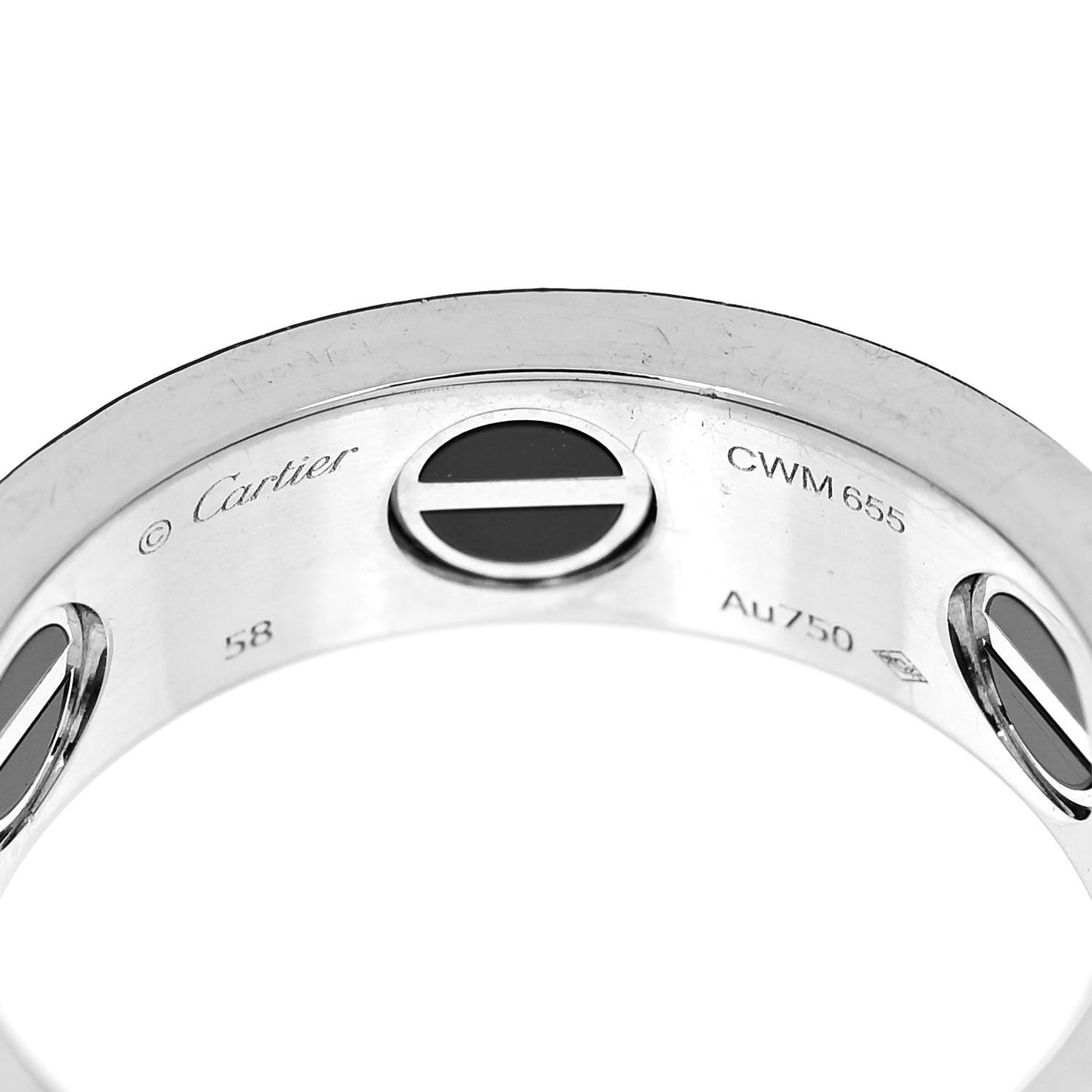 18K White Gold Diamond Ceramic LOVE Paved Ring 58 8.25