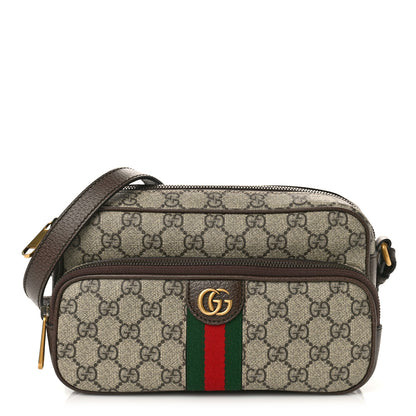 Gucci GG Supreme Monogram Calfskin Web Small Ophidia Messenger Bag Beige Ebony New Acero 1 of 8