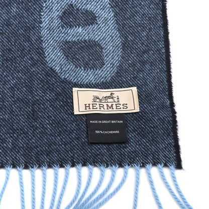 Hermes Cashmere Crazy Chain Muffler Marine Ciel 3 of 4