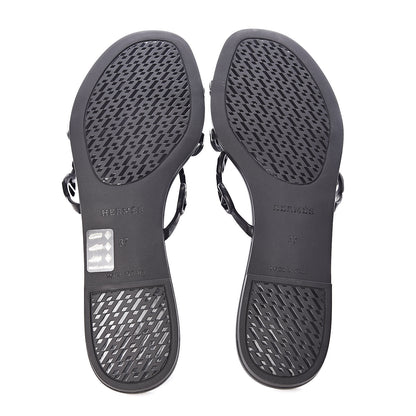 Hermes Rubber Chaine d'Ancre Rivage Sandals 37 Black 5 of 8