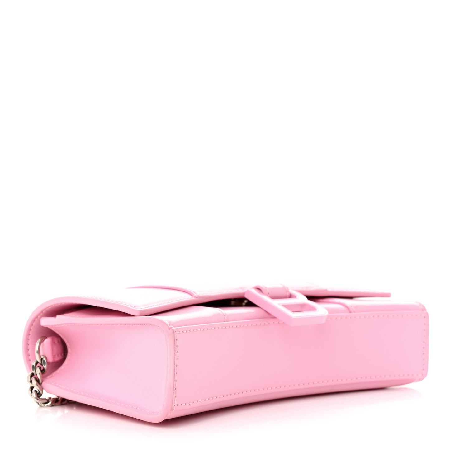 Shiny Box Calfskin Tonal B Hourglass Chain Bag Candy Pink