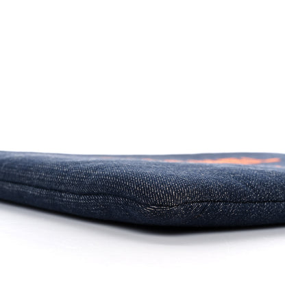 Chanel Denim Medium Deauville Cosmetic Pouch Blue Orange 8 of 10