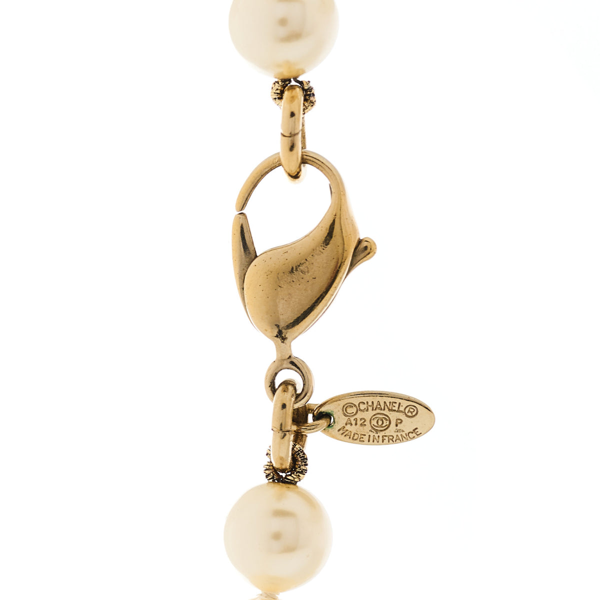 Chanel Graduated Pearl Crystal CC Long Necklace Silver 4 of 4