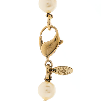Chanel Graduated Pearl Crystal CC Long Necklace Silver 4 of 4