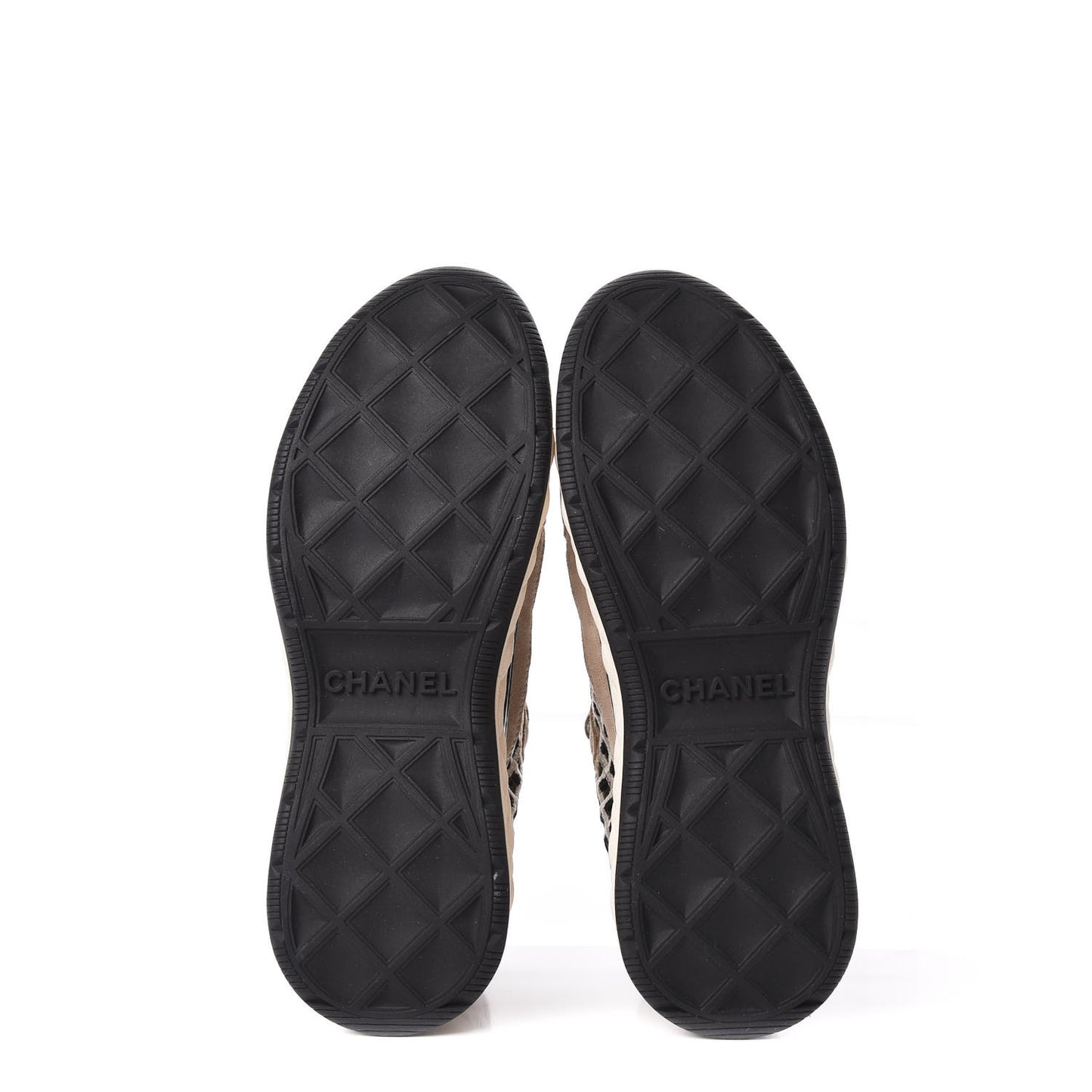 Suede Calfskin Embroidered CC Sneakers 36.5 Beige Black