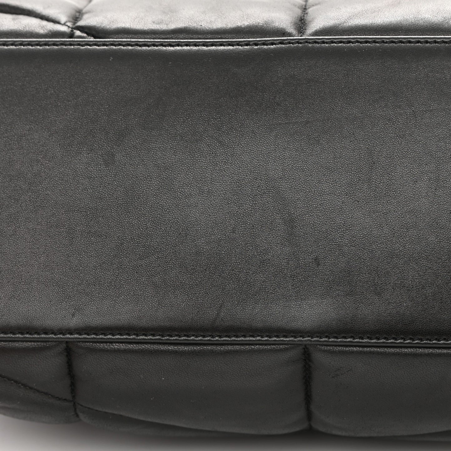 Lambskin Quilted Monogram Monochrome Medium Loulou Puffer Chain Satchel Black