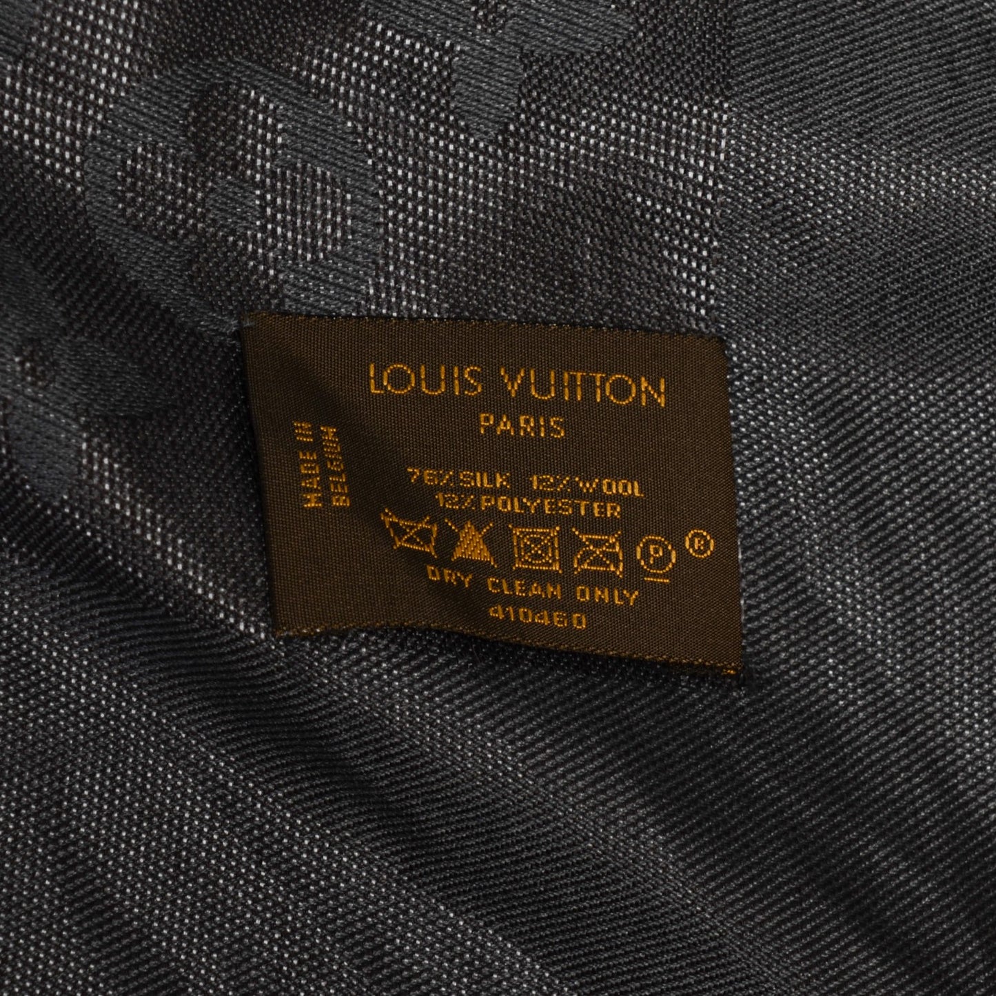 Silk Wool Monogram Voile Shawl Anthracite