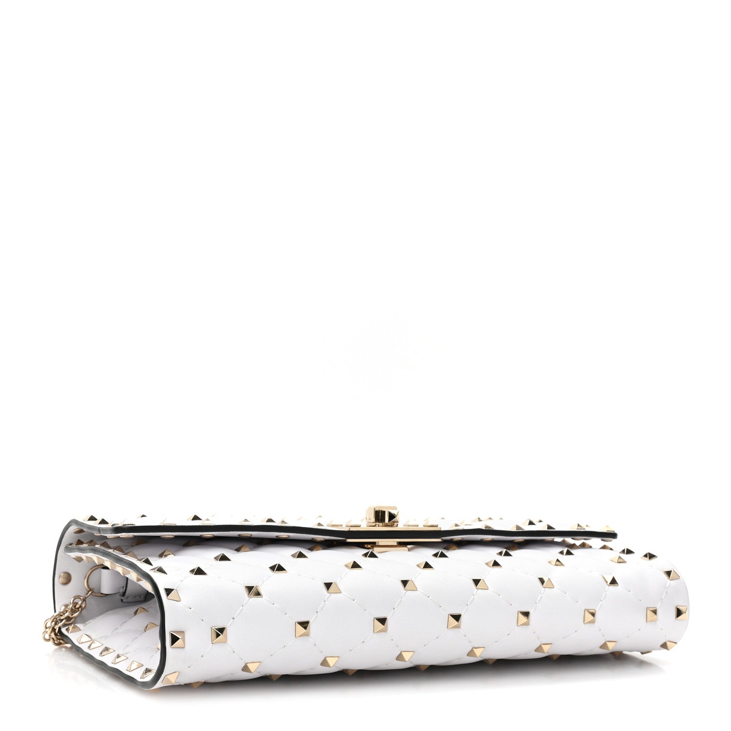 Valentino Garavani Nappa Rockstud Spike Wallet On Chain Optic White 4 of 10
