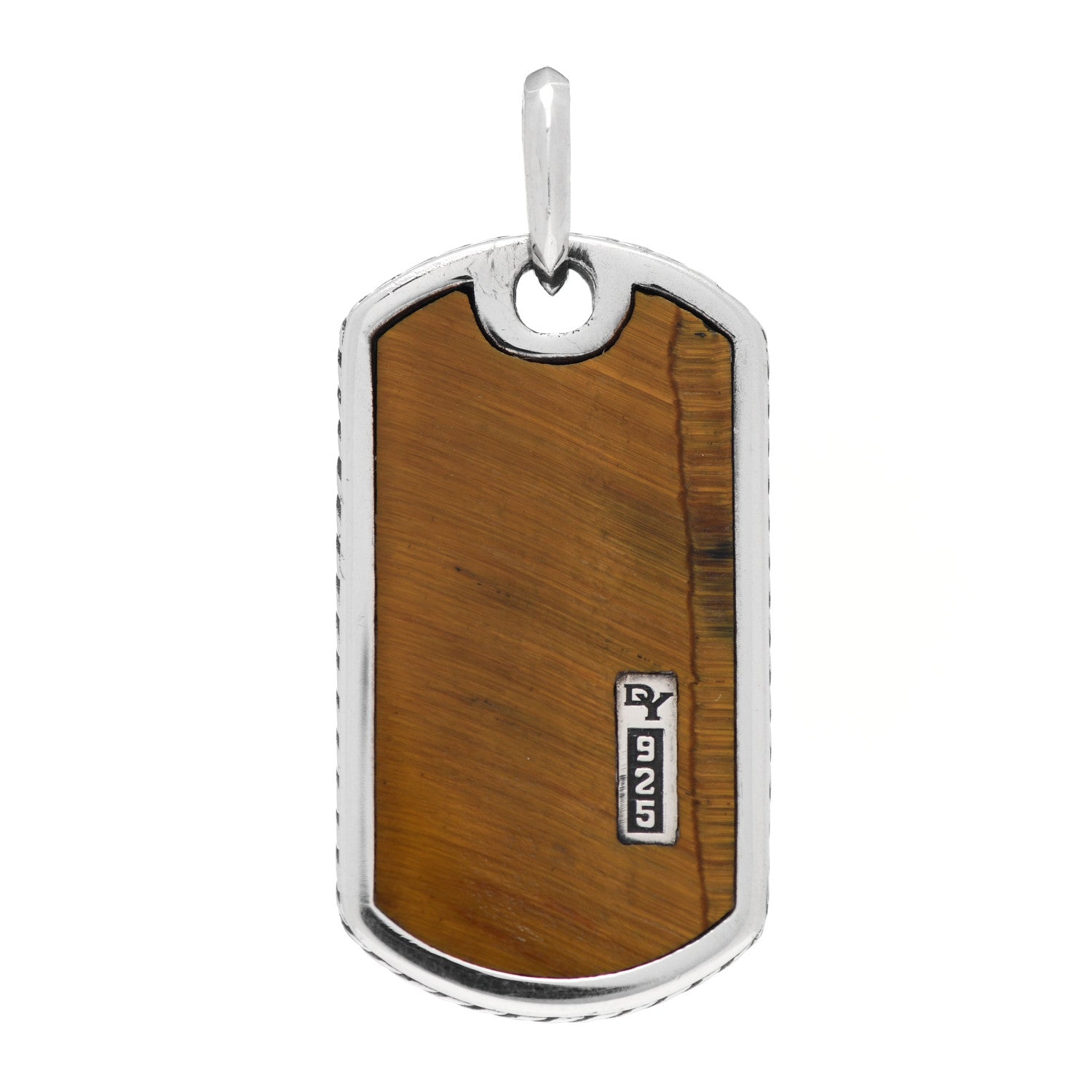 David Yurman Sterling Silver Tiger's Eye Dog Tag Pendant 1 of 3